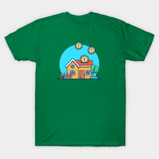 House with Gold Money Cartoon T-Shirt